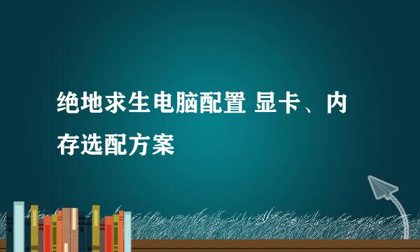绝地求生电脑配置 显卡、内存选配方案