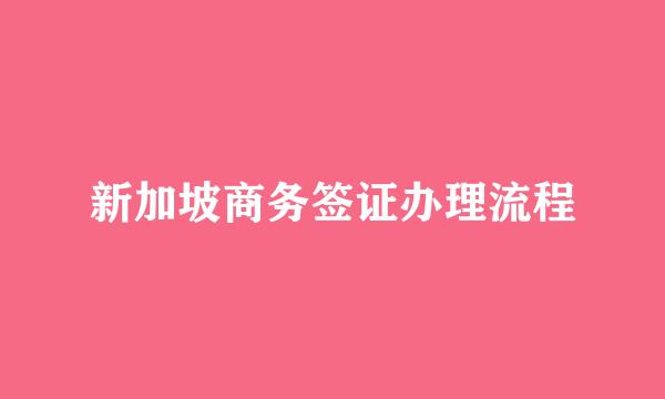 新加坡商务签证办理流程