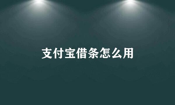 支付宝借条怎么用