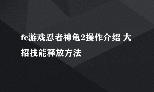 fc游戏忍者神龟2操作介绍 大招技能释放方法