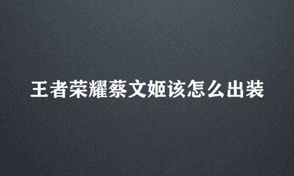 王者荣耀蔡文姬该怎么出装