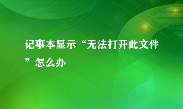 记事本显示“无法打开此文件”怎么办