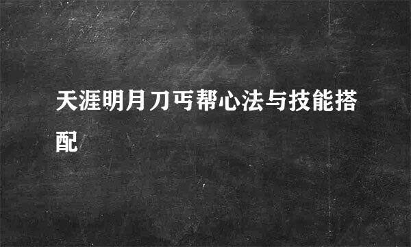 天涯明月刀丐帮心法与技能搭配