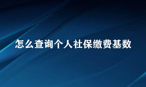 怎么查询个人社保缴费基数