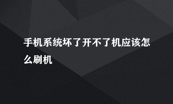 手机系统坏了开不了机应该怎么刷机