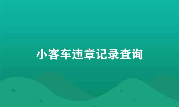 小客车违章记录查询