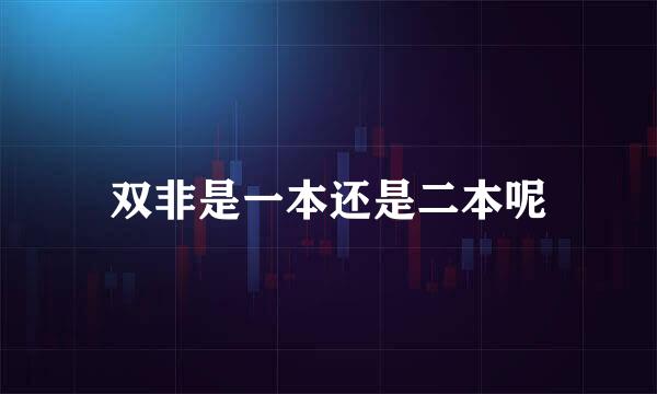 双非是一本还是二本呢