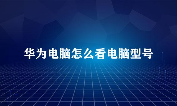 华为电脑怎么看电脑型号