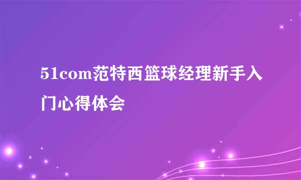 51com范特西篮球经理新手入门心得体会