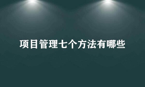 项目管理七个方法有哪些
