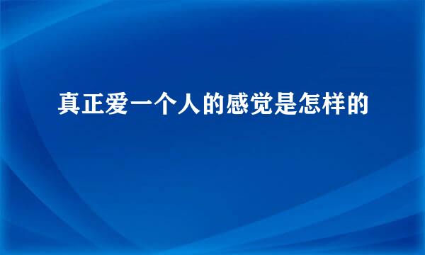 真正爱一个人的感觉是怎样的