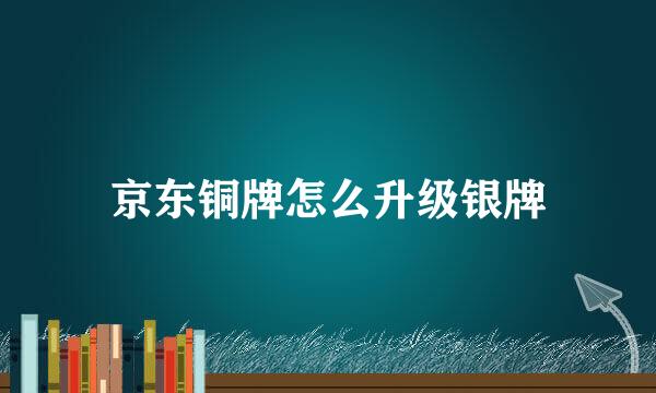 京东铜牌怎么升级银牌