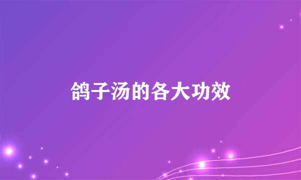 鸽子汤的各大功效
