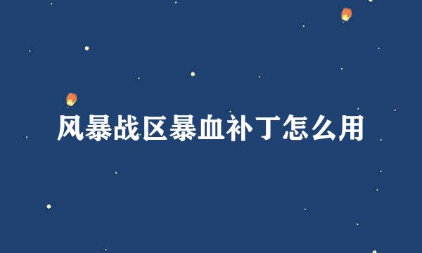 风暴战区暴血补丁怎么用