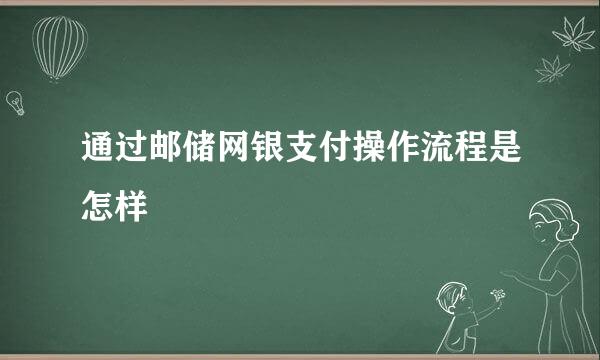 通过邮储网银支付操作流程是怎样