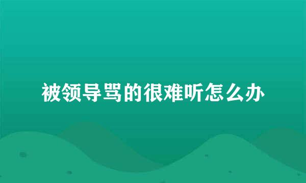 被领导骂的很难听怎么办