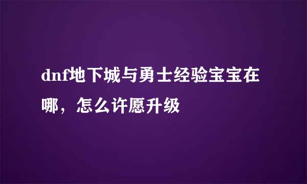 dnf地下城与勇士经验宝宝在哪，怎么许愿升级