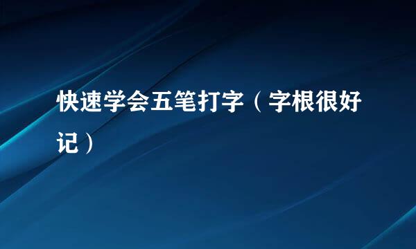 快速学会五笔打字（字根很好记）