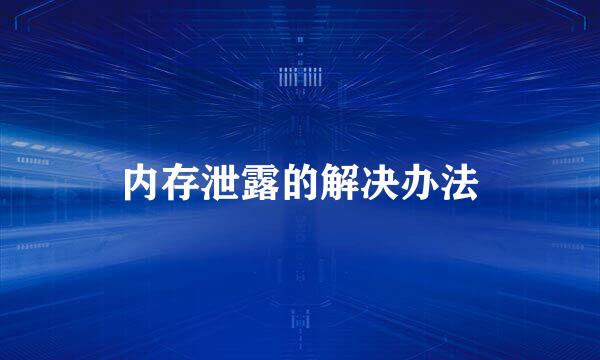 内存泄露的解决办法