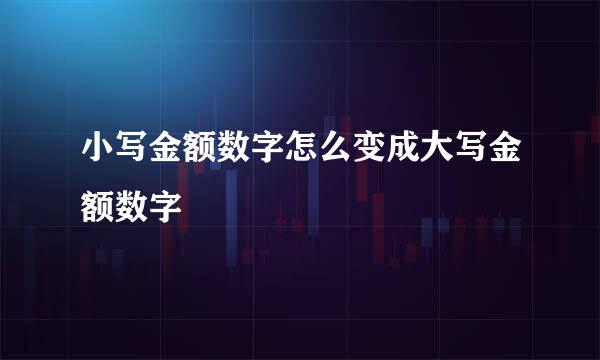 小写金额数字怎么变成大写金额数字