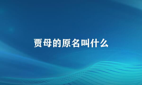 贾母的原名叫什么