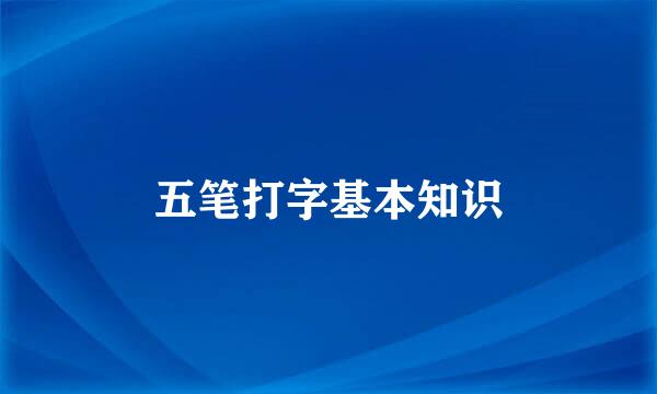五笔打字基本知识