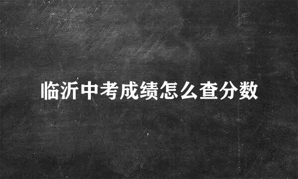 临沂中考成绩怎么查分数