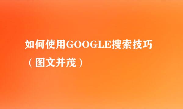 如何使用GOOGLE搜索技巧（图文并茂）