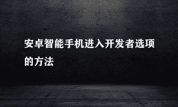 安卓智能手机进入开发者选项的方法
