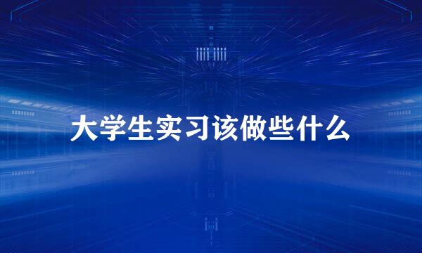大学生实习该做些什么
