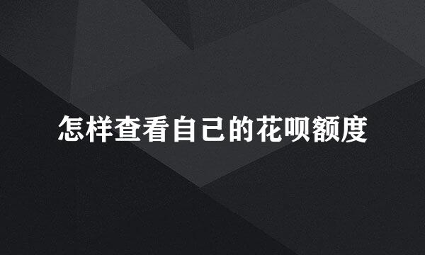 怎样查看自己的花呗额度