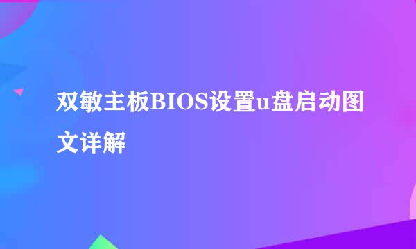 双敏主板BIOS设置u盘启动图文详解