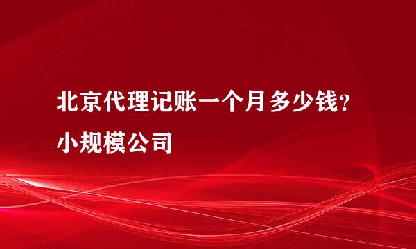 北京代理记账一个月多少钱？小规模公司