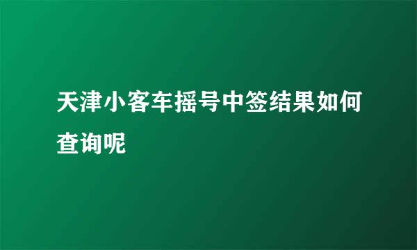 天津小客车摇号中签结果如何查询呢