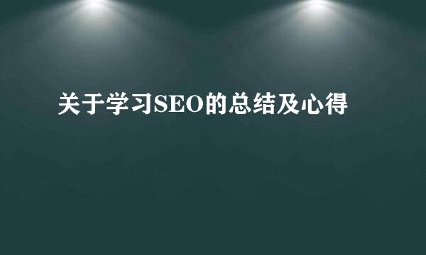 关于学习SEO的总结及心得