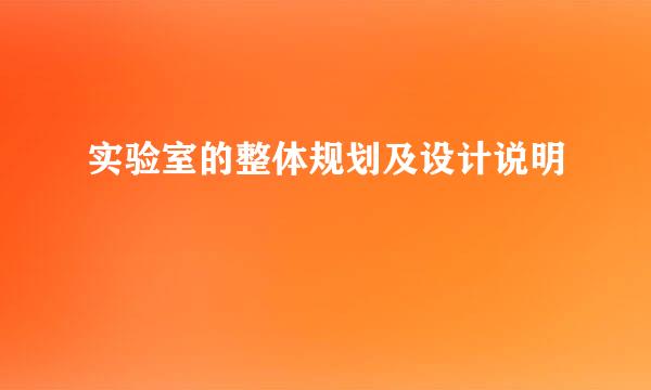 实验室的整体规划及设计说明