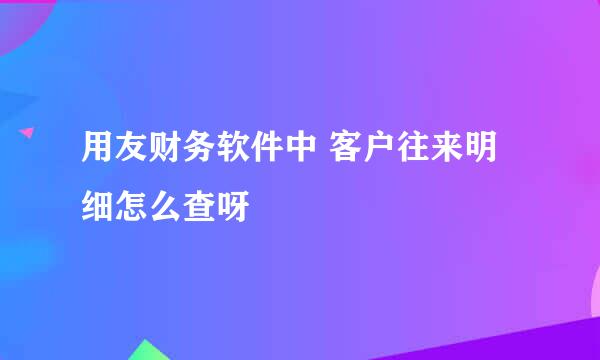 用友财务软件中 客户往来明细怎么查呀