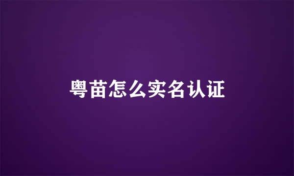 粤苗怎么实名认证