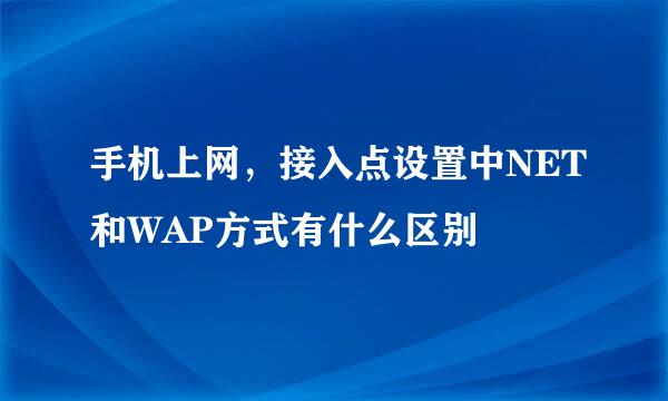 手机上网，接入点设置中NET和WAP方式有什么区别