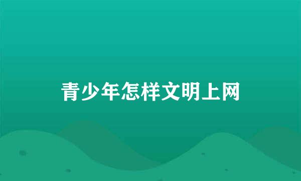 青少年怎样文明上网