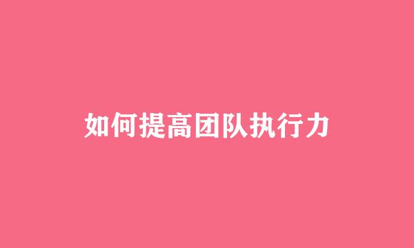 如何提高团队执行力