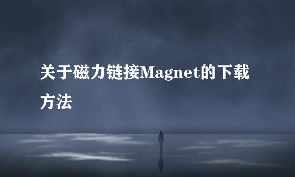 关于磁力链接Magnet的下载方法