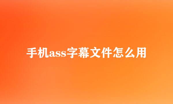 手机ass字幕文件怎么用