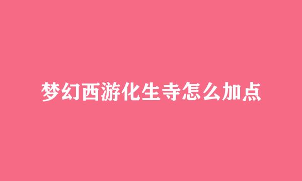 梦幻西游化生寺怎么加点