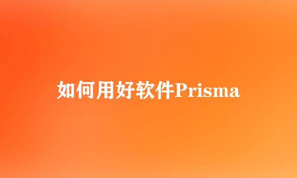如何用好软件Prisma