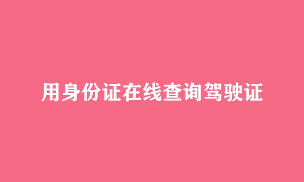 用身份证在线查询驾驶证