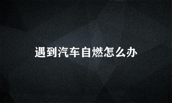 遇到汽车自燃怎么办