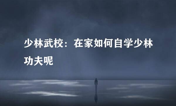 少林武校：在家如何自学少林功夫呢