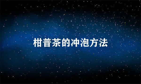 柑普茶的冲泡方法