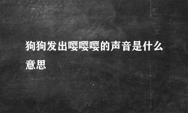 狗狗发出嘤嘤嘤的声音是什么意思
